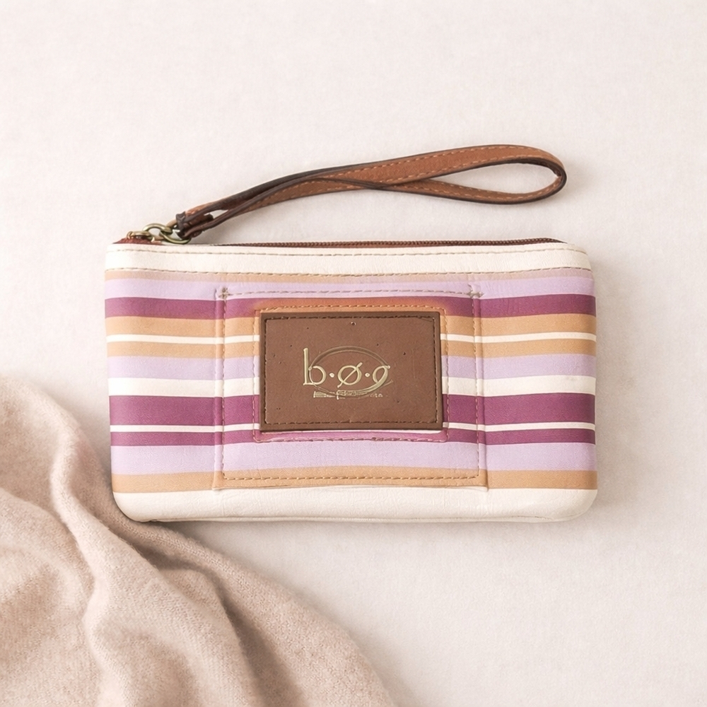 B.O.C. Born Striped Wristlet Leather Strap Y2K Mini Clutch
